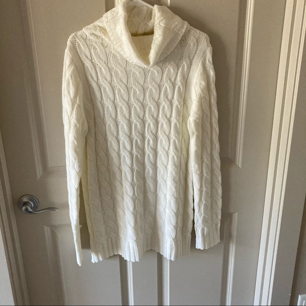 Cream Cable Knit Cowl Neck Tunic